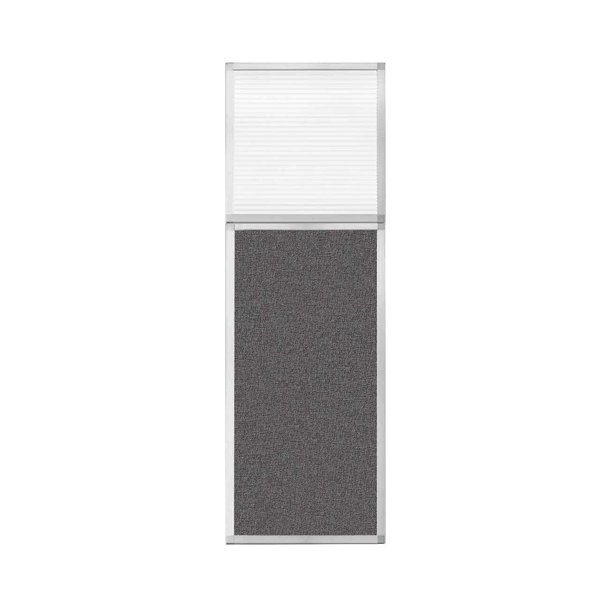 Versare Hush Panel Configurable Cubicle Partition 2' x 6' W/ Window Charcoal Gray Fabric Clear Fluted Window 1852207-1